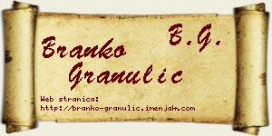 Branko Granulić vizit kartica